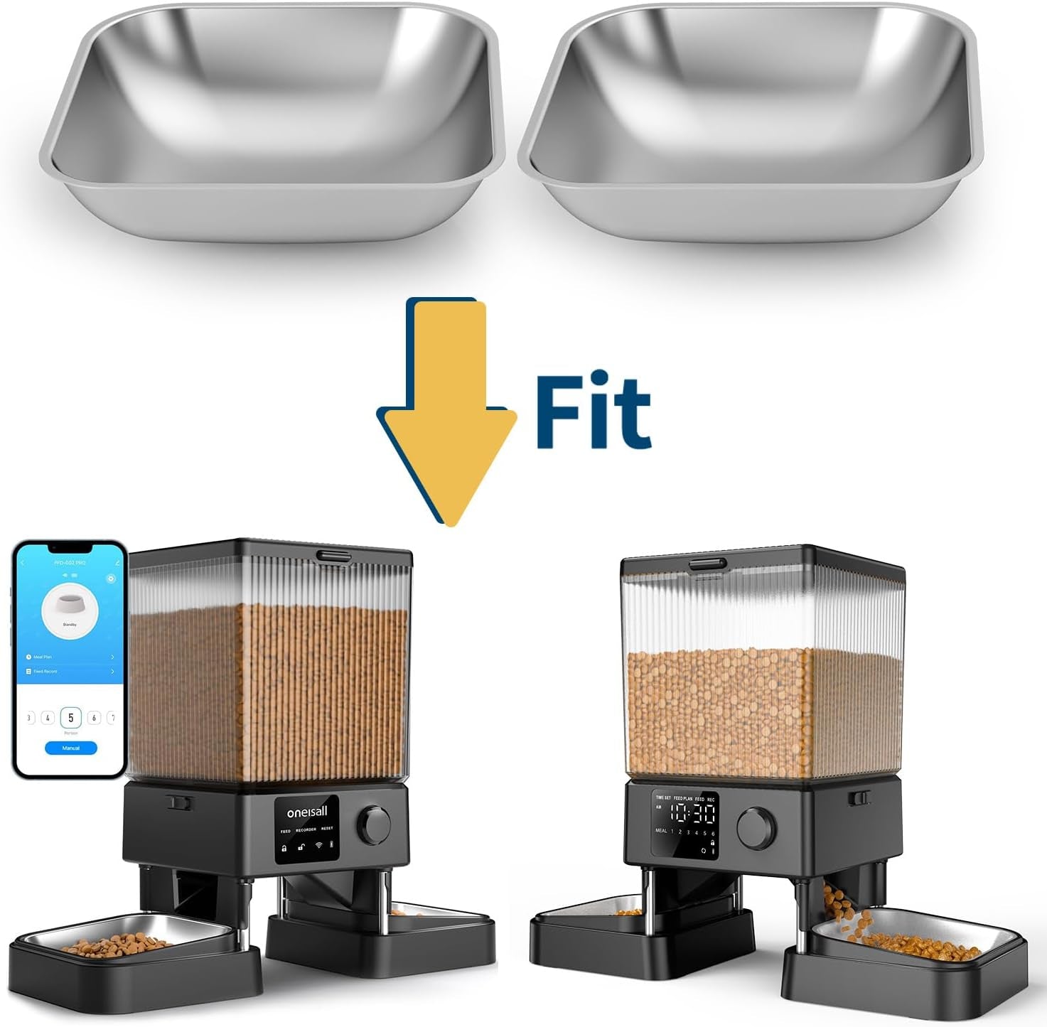 Oneisall 5L Automatic Pet Feeder — Bowl Set