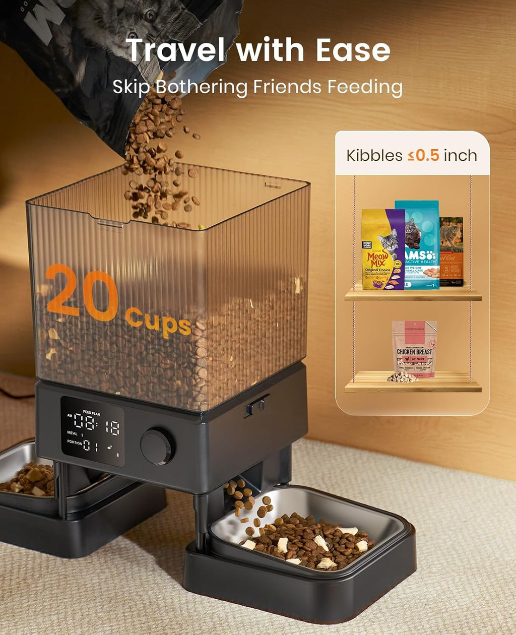 Oneisall 5L Automatic Pet Feeder — Bowl Set