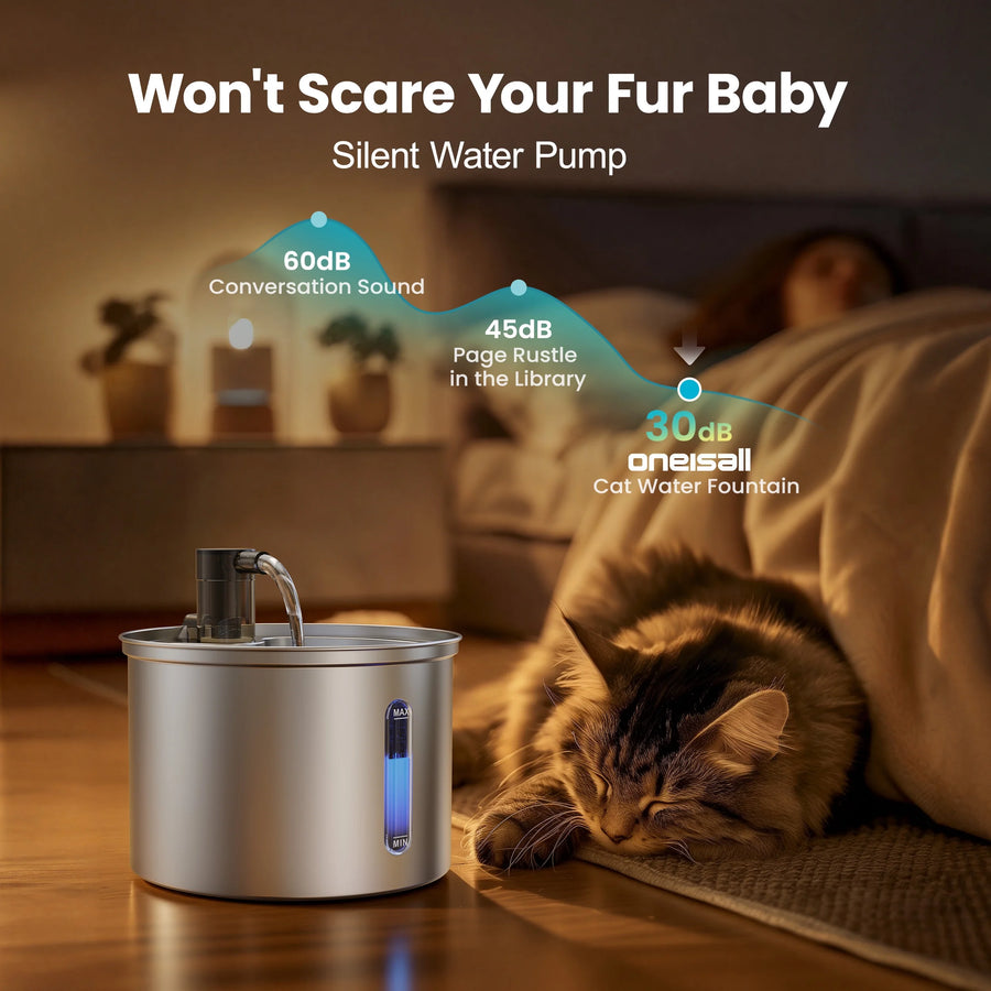Oneisall 3L Stainless Pet Water Fountain