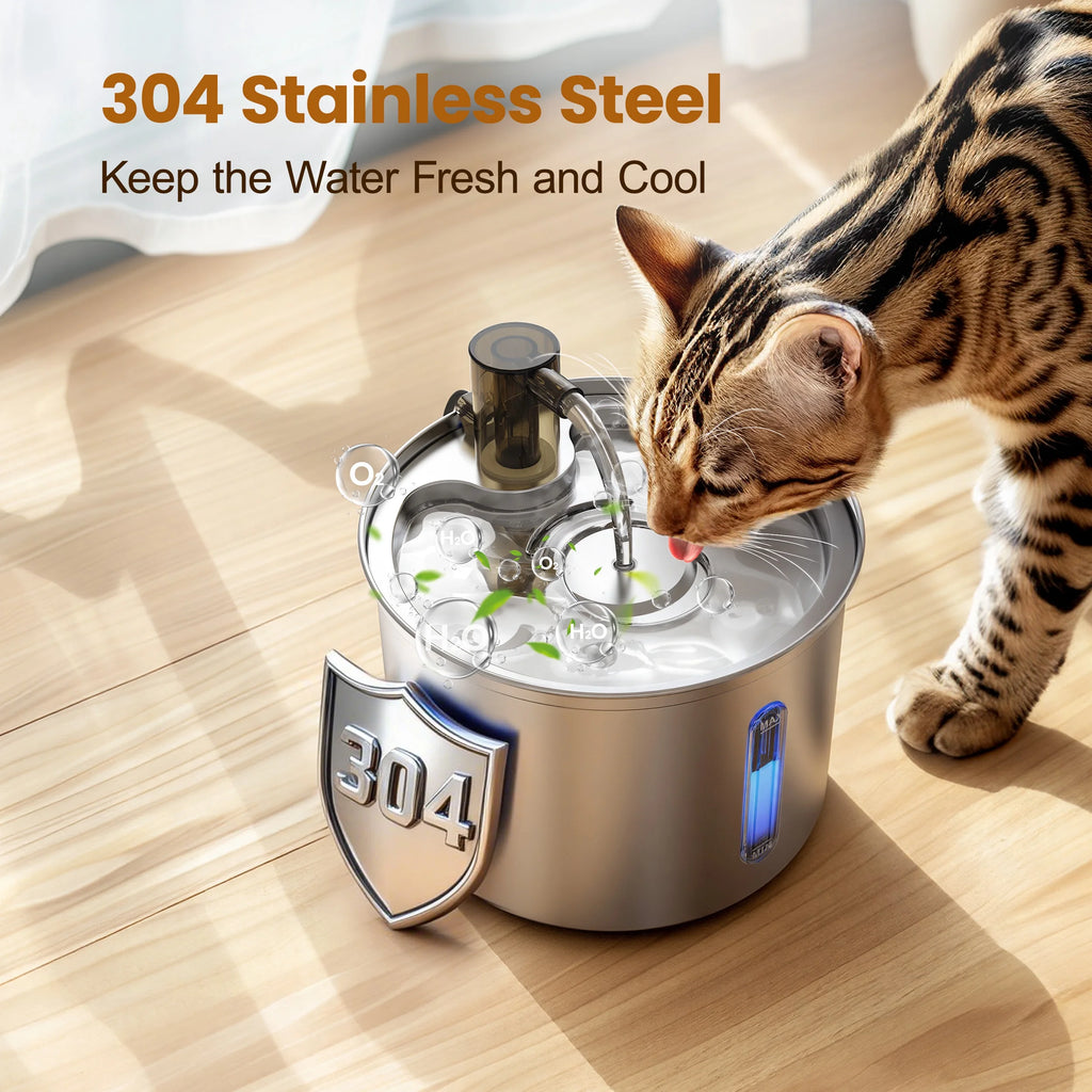 Oneisall 3L Stainless Pet Water Fountain